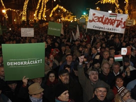 Macaristan'da hükümet yanlısı gösteri